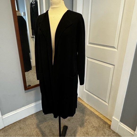 J. Crew Black Knit Open front long duster cardigan Small S - Picture 4 of 11